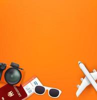 Travel illustration with different elements. Top view travel vector concept