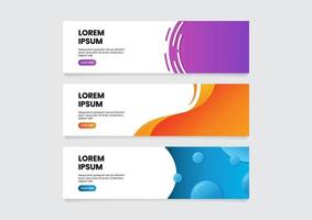 Abstract web banner design templates set, horizontal banner with click here button, vector illustration