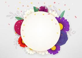 Empty floral circle frame vector concept