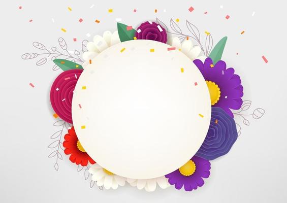 Empty floral circle frame vector concept