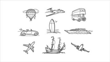 Different transportation vehicles isolated on white background