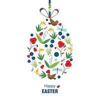 Happy Easter card on white background. Vector illustration.