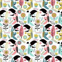 Seamless tropical summer pattern with toucans vector