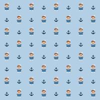 Seamless pattern cute sailor and anchor vector