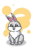 una linda ilustración de conejo sentado vector