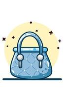 Ilustración de bolsa azul, dibujo a mano vector