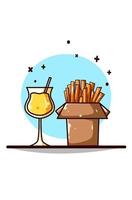 Orange juice and french fries vector