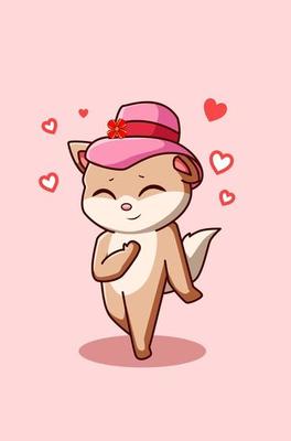 Kawaii cat with the cute hat is in love on valentine day, cartoon illustration 2156856 Vector Art at Vecteezy Kawaii cat with the cute hat is in love on valentine day, cartoon illustration 2156856 Vector Art at Vecteezy