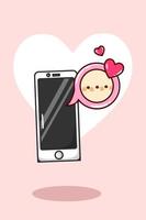 Valentine's Day chat notifications from cellphones cartoon illustration