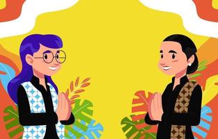 Two Woman Celebrates Kartini Day Background vector