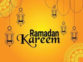 Ramadan Kareem design. Ramadan illustration with golden moon and lantern vector