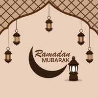 Flat design of ramadan kareem with creative lantern vector