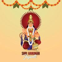 Creative illustration of happy hanuman jayanti celebration background with lord hanuman weapon vector