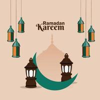 diseño plano con linterna árabe para ramadan kareem o eidfitr vector