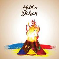 Realistic bonfire with holi color for happy holi vector
