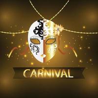 Carnival event card with silver mask vector