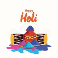feliz celebración del festival indio holi con ilustración creativa vector