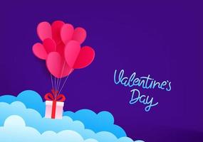 feliz dia de san valentin tarjeta con caja de regalo vector