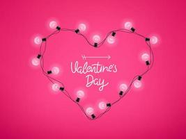 Shining heart and lettering inscription on pink background. Valentines day card vector