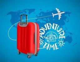 Back to travel concept with red suitcase vector