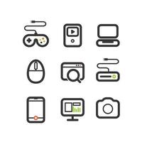 Different tech equipment icons set vector