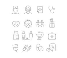 Coronavirus protection icons set isolated on white background