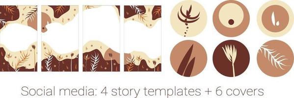 Vector set of abstract creative autumn trendy backgrounds - design templates for stories