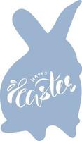 Happy easter lettering design. Bunny flat silhouette with calligraphy label vector