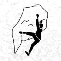 Climber silhouette an a rock vector illustration