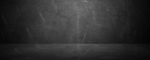 Wide horizontal black board and chalkboard studio background photo