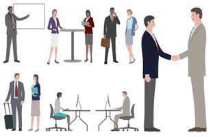 Set of business people in flat style. Easy To Use Vector Illustrations Isolated On A White Background.