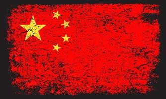 bandera china en el efecto de textura apenado grunge oxidado vector