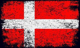 Bandera de Dinamarca en efecto de textura apenado grunge oxidado vector