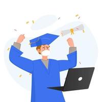 Pandemic Graduation with virtual ceremony vector