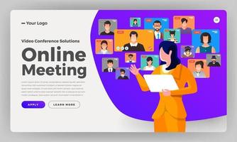Illustrations flat design concept video conference. online meeting work form home. Call and live video. Vector illustrate.