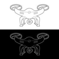 Drones vector conjunto de iconos, contorno blanco y negro