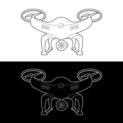 Drones Vector Icon Set, Black and White Outline