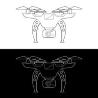 Drones vector conjunto de iconos, contorno blanco y negro