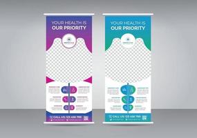 Travel and tourism agency roll-up banner design template set vector