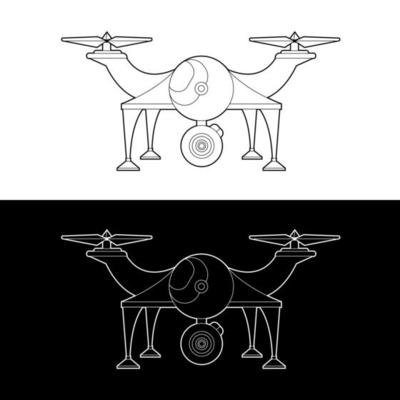 Drones Vector Icon Set, Black and White Outline