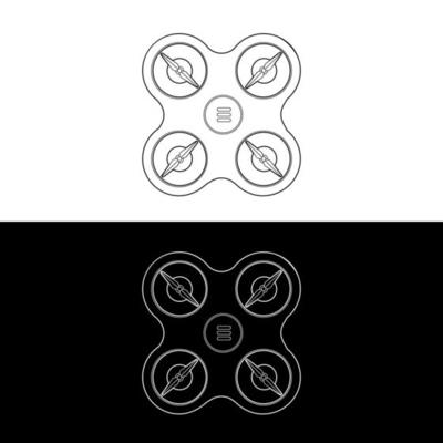 Drones Vector Icon Set, Black and White Outline