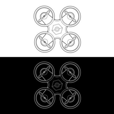 Drones Vector Icon Set, Black and White Outline