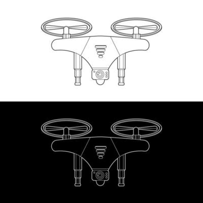 Drones Vector Icon Set, Black and White Outline