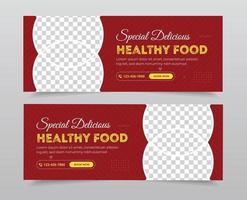 Food social media cover photo template set vector