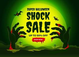 Vector illustration concept Halloween sale. Banner design template.