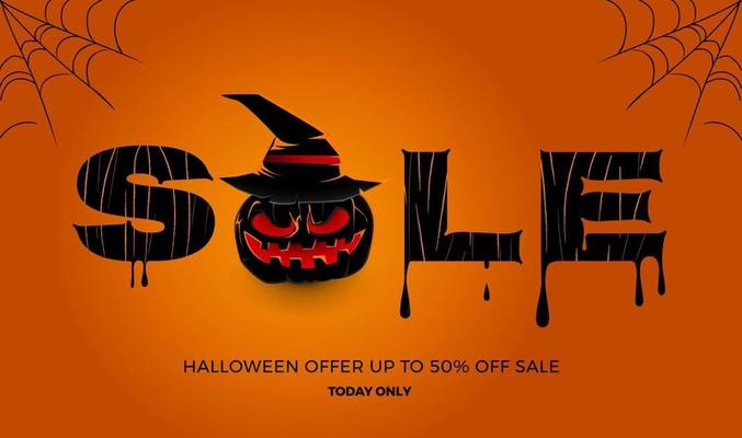 Vector illustrations concept halloween sale. Banner design template