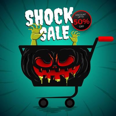 Halloween sale banner design template