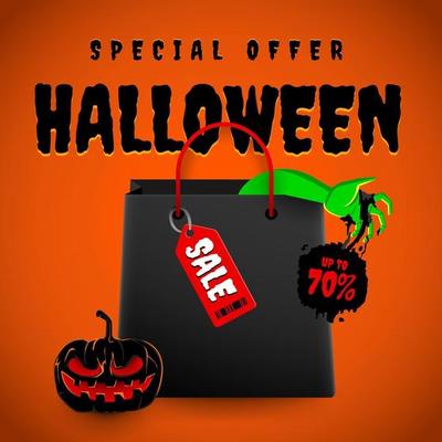 Halloween sale banner design template