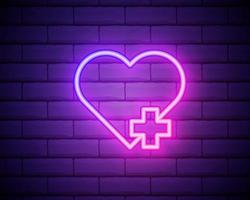 add heart neon icon. Elements of sosial media network set. Simple icon for websites, web design, mobile app, info graphics isolated on brick wall vector