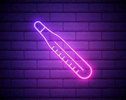 thermometer neon icon. Elements of Measure set. Simple icon for websites, web design, mobile app, info graphics isolated on brick wall vector